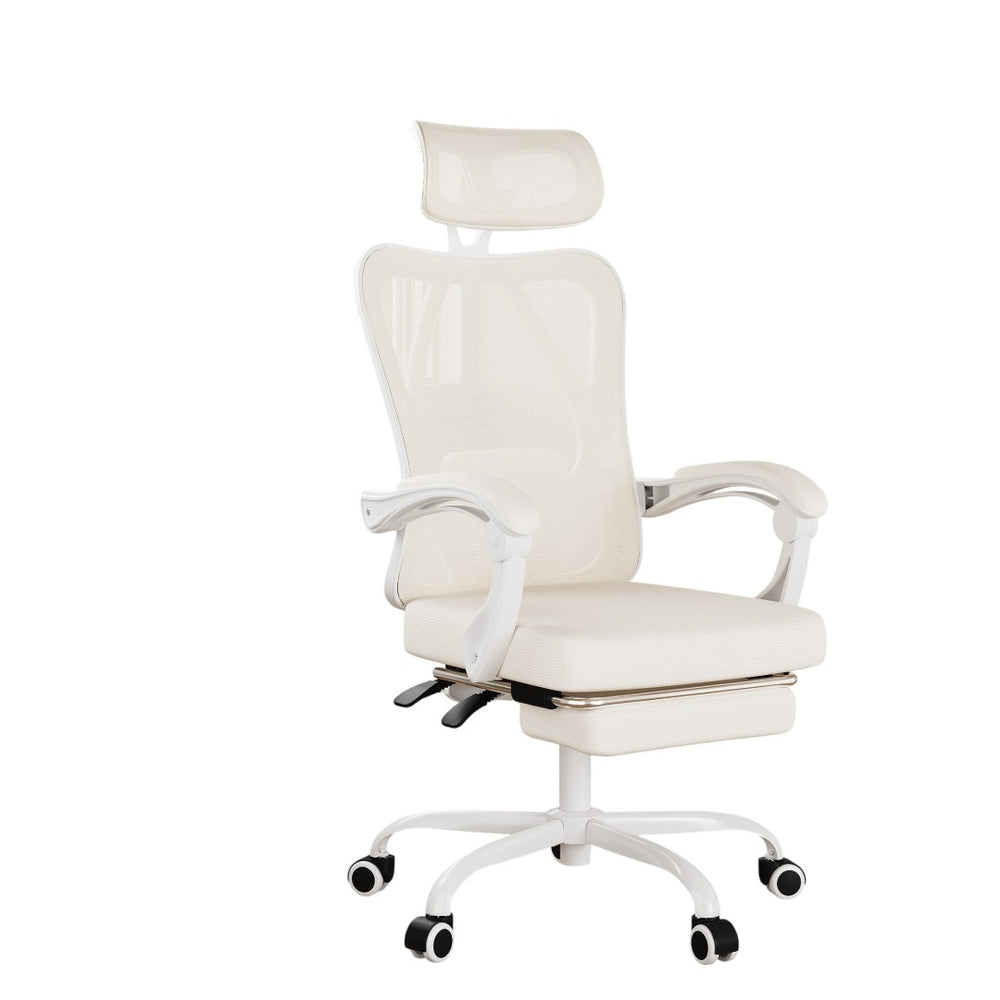 HomeRoots White Ergonomic Adjustable Height Swivel Office Chair with Rolling Casters for Maximum Comfort 634590