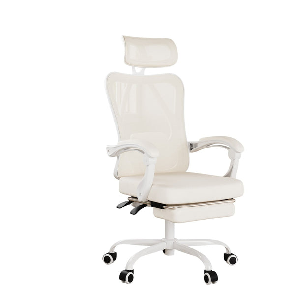 HomeRoots White Ergonomic Adjustable Height Swivel Office Chair with Rolling Casters for Maximum Comfort 634590