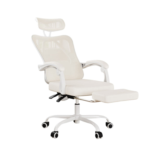 HomeRoots White Ergonomic Adjustable Height Swivel Office Chair with Rolling Casters for Maximum Comfort 634590