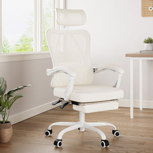 HomeRoots White Ergonomic Adjustable Height Swivel Office Chair with Rolling Casters for Maximum Comfort 634590