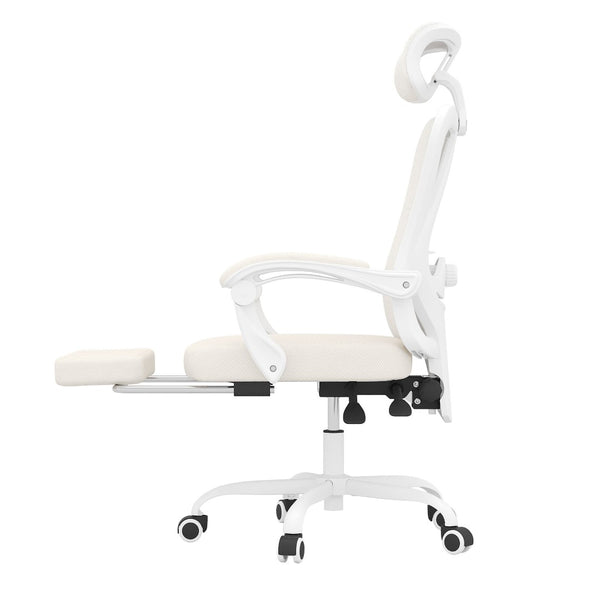 HomeRoots White Ergonomic Adjustable Height Swivel Office Chair with Rolling Casters for Maximum Comfort 634590