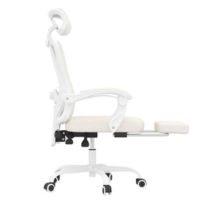 HomeRoots White Ergonomic Adjustable Height Swivel Office Chair with Rolling Casters for Maximum Comfort 634590