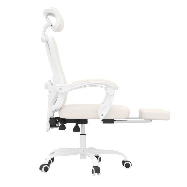 HomeRoots White Ergonomic Adjustable Height Swivel Office Chair with Rolling Casters for Maximum Comfort 634590