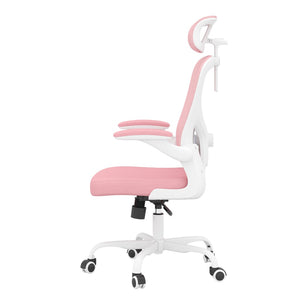 HomeRoots Pink Ergonomic Adjustable Height Swivel Rolling Office Chair with Mesh Back and Smooth Mobility 634591