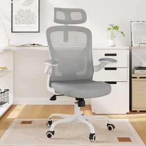 HomeRoots Gray Adjustable Height Swivel Office Chair - Modern Design, Ergonomic Comfort & Smooth Mobility 634592