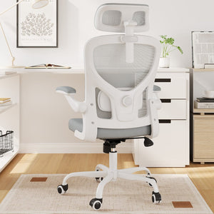 HomeRoots Gray Adjustable Height Swivel Office Chair - Modern Design, Ergonomic Comfort & Smooth Mobility 634592