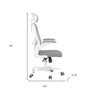HomeRoots Gray Adjustable Height Swivel Office Chair - Modern Design, Ergonomic Comfort & Smooth Mobility 634592