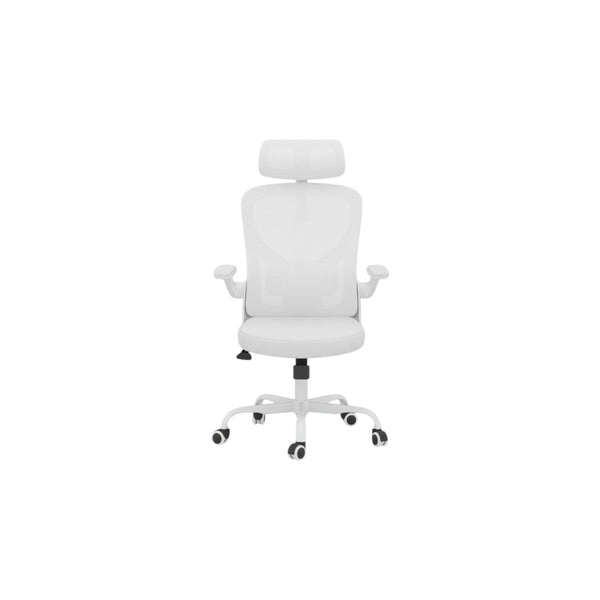 HomeRoots White Adjustable Height Swivel Rolling Office Chair - Ergonomic Comfort & Modern Design for Productivity 634594
