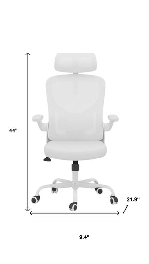 HomeRoots White Adjustable Height Swivel Rolling Office Chair - Ergonomic Comfort & Modern Design for Productivity 634594