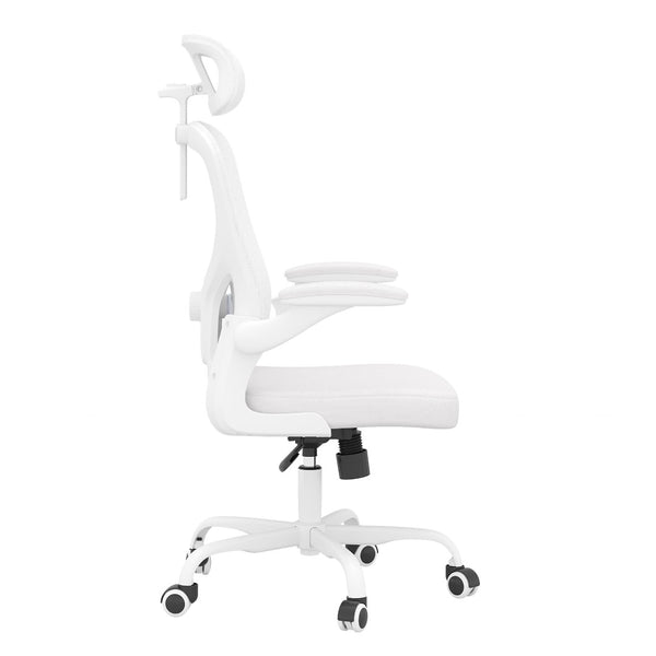 HomeRoots White Adjustable Height Swivel Rolling Office Chair - Ergonomic Comfort & Modern Design for Productivity 634594