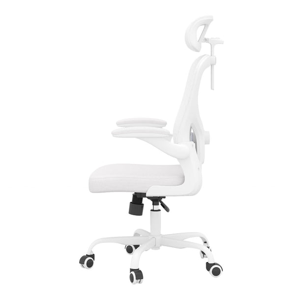 HomeRoots White Adjustable Height Swivel Rolling Office Chair - Ergonomic Comfort & Modern Design for Productivity 634594