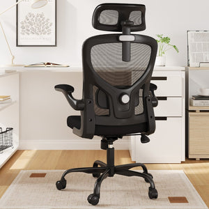 HomeRoots Black Adjustable Height Swivel Office Chair - Ergonomic Mesh Back, Durable Design & Smooth Mobility 634595