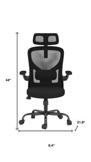 HomeRoots Black Adjustable Height Swivel Office Chair - Ergonomic Mesh Back, Durable Design & Smooth Mobility 634595