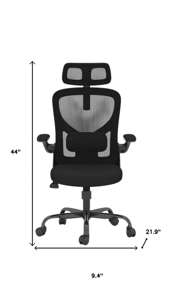 HomeRoots Black Adjustable Height Swivel Office Chair - Ergonomic Mesh Back, Durable Design & Smooth Mobility 634595
