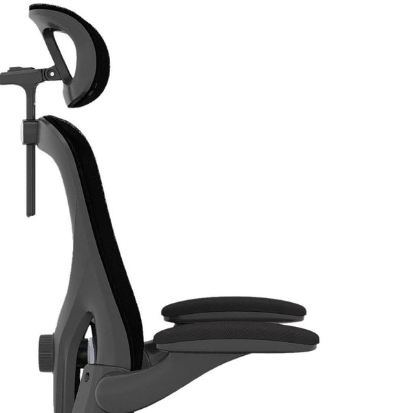 HomeRoots Black Adjustable Height Swivel Office Chair - Ergonomic Mesh Back, Durable Design & Smooth Mobility 634595