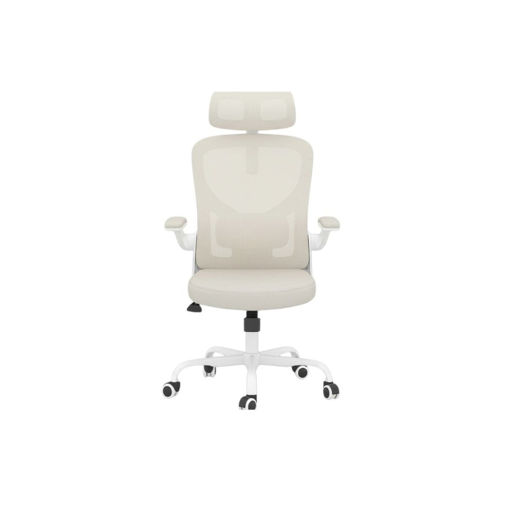 HomeRoots Beige Adjustable Height Swivel Rolling Office Chair - Stylish Comfort & Ergonomic Support for All-Day Use 634596