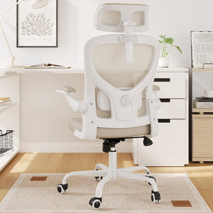 HomeRoots Beige Adjustable Height Swivel Rolling Office Chair - Stylish Comfort & Ergonomic Support for All-Day Use 634596