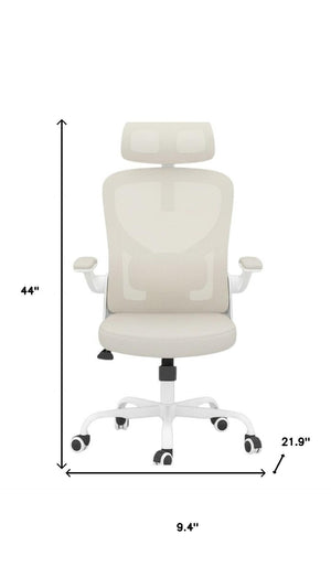HomeRoots Beige Adjustable Height Swivel Rolling Office Chair - Stylish Comfort & Ergonomic Support for All-Day Use 634596