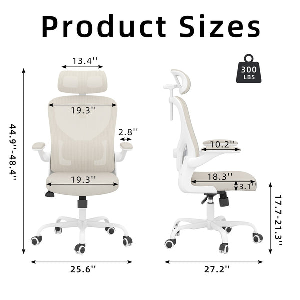 HomeRoots Beige Adjustable Height Swivel Rolling Office Chair - Stylish Comfort & Ergonomic Support for All-Day Use 634596