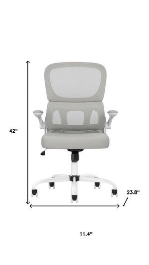 HomeRoots Gray Ergonomic Adjustable Height Swivel Rolling Gaming Chair for Comfort & Productivity at Home 634597