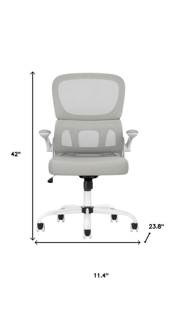 HomeRoots Gray Ergonomic Adjustable Height Swivel Rolling Gaming Chair for Comfort & Productivity at Home 634597