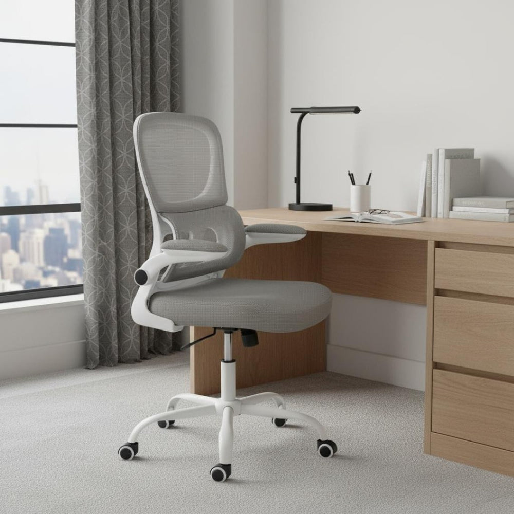 HomeRoots Gray Ergonomic Adjustable Height Swivel Rolling Gaming Chair for Comfort & Productivity at Home 634597