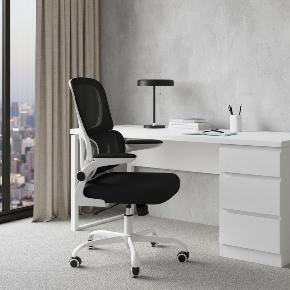 HomeRoots Black Adjustable Height Swivel Rolling Gaming Chair - Stylish Ergonomic Comfort for Home & Office Use 634598
