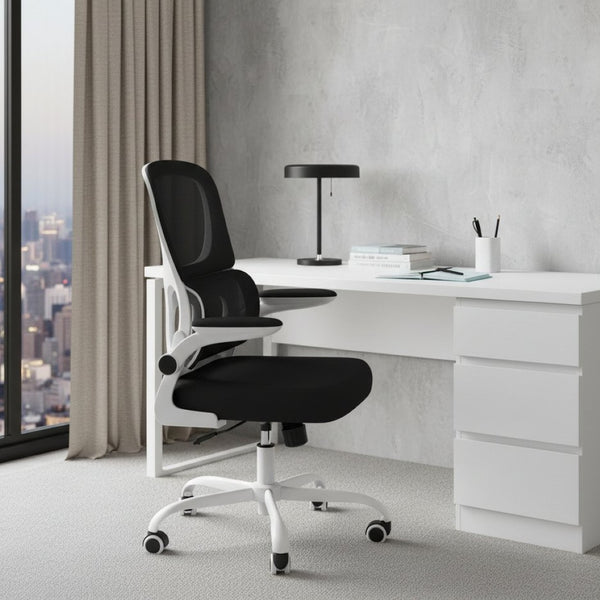 HomeRoots Black Adjustable Height Swivel Rolling Gaming Chair - Stylish Ergonomic Comfort for Home & Office Use 634598