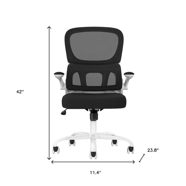 HomeRoots Black Adjustable Height Swivel Rolling Gaming Chair - Stylish Ergonomic Comfort for Home & Office Use 634598