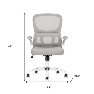 HomeRoots White Adjustable Height Swivel Gaming Chair - Modern Comfort with 360° Mobility & Elegant Design 634599