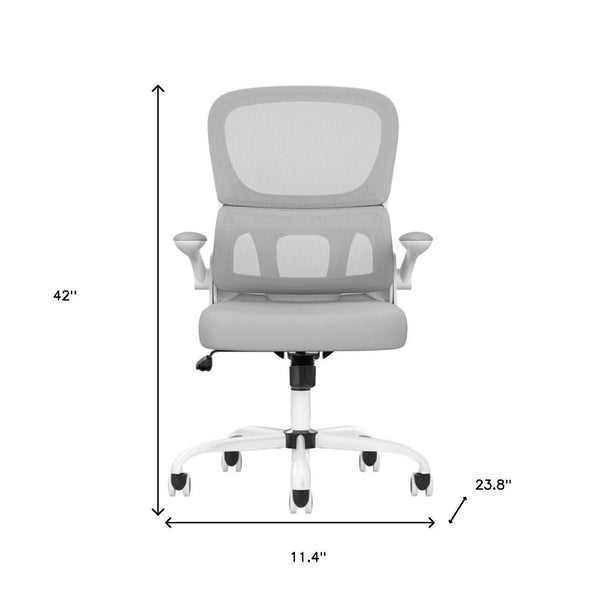 HomeRoots White Adjustable Height Swivel Gaming Chair - Modern Comfort with 360° Mobility & Elegant Design 634599