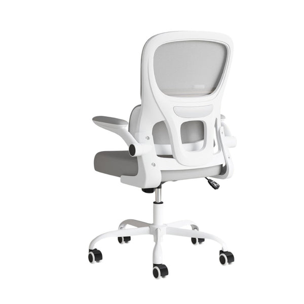 HomeRoots White Adjustable Height Swivel Gaming Chair - Modern Comfort with 360° Mobility & Elegant Design 634599