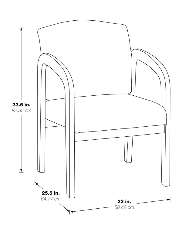OSP Home Furnishings Faux Leather Upholstered Office Visitor Chair with Lumbar Support and Wood Arms Mahogany WD383-U6
