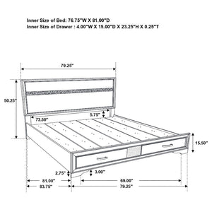 English Elm Corbin Queen Bedroom Set with Crystal Pulls Metallic Trim and Footboard Storage Drawers B062S00788