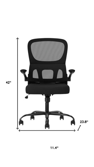 HomeRoots Black Adjustable Height Swivel Rolling Office Chair - Ergonomic, Durable, Stylish Design for Comfort 634600