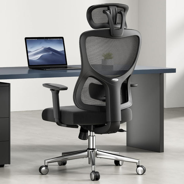 HomeRoots Black Adjustable Height Swivel Rolling Office Chair - Ergonomic Mesh Back, 360° Mobility & Style 634602