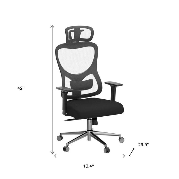 HomeRoots Black Adjustable Height Swivel Rolling Office Chair - Ergonomic Mesh Back, 360° Mobility & Style 634602