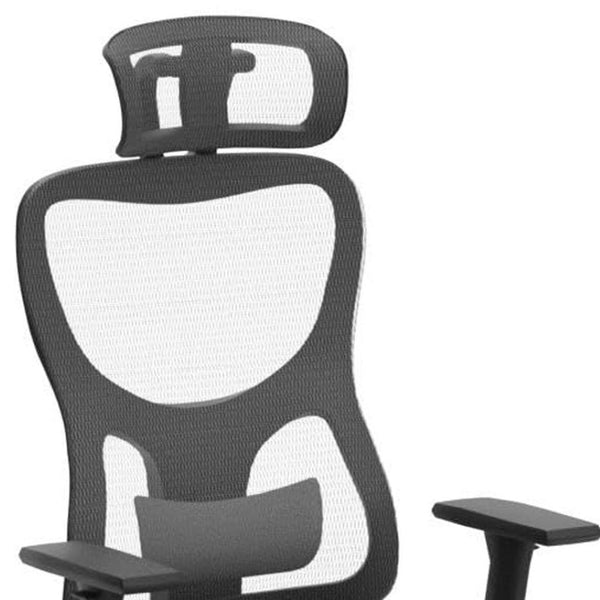 HomeRoots Black Adjustable Height Swivel Rolling Office Chair with Breathable Mesh and Lumbar Support Design 634603