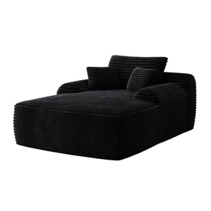 HomeRoots 67" Black Corduroy Oversized Chaise Lounge Chair with Pillows - Luxurious Comfort for Any Space 634605