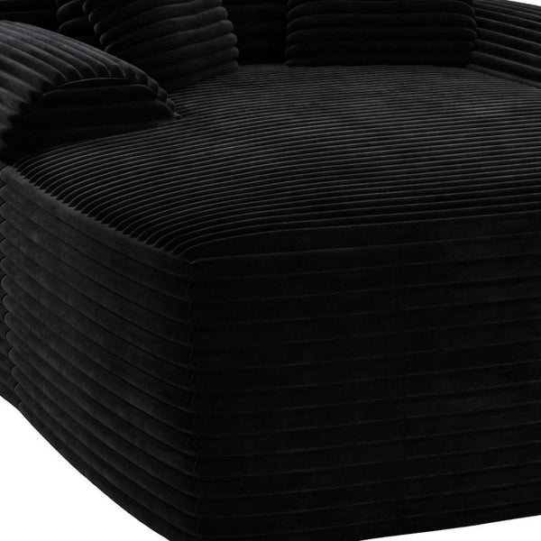 HomeRoots 67" Black Corduroy Oversized Chaise Lounge Chair with Pillows - Luxurious Comfort for Any Space 634605