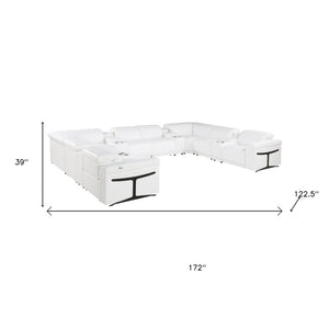 HomeRoots White Italian Leather U-Shaped Modular Sectional Sofa with Console – Luxurious Comfort & Style! 634655