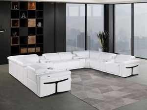 HomeRoots White Italian Leather U-Shaped Modular Sectional Sofa with Console – Luxurious Comfort & Style! 634655