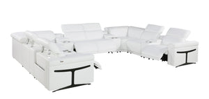 HomeRoots White Italian Leather U-Shaped Modular Sectional Sofa with Console – Luxurious Comfort & Style! 634655