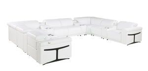 HomeRoots White Italian Leather U-Shaped Modular Sectional Sofa with Console – Luxurious Comfort & Style! 634655