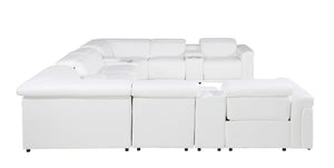 HomeRoots White Italian Leather U-Shaped Modular Sectional Sofa with Console – Luxurious Comfort & Style! 634655