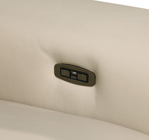 HomeRoots Beige Italian Leather U-Shaped Sectional Sofa with Power Recliners, Console & Modern Design Features 634659