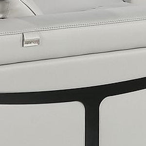HomeRoots Light Gray Italian Leather Power Reclining U-Shaped Sectional with Console for Ultimate Comfort 634673