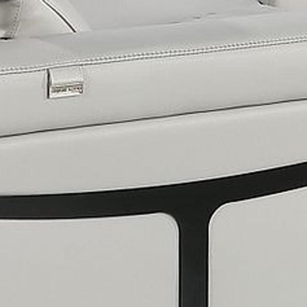HomeRoots Light Gray Italian Leather Power Reclining U-Shaped Sectional with Console for Ultimate Comfort 634673