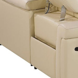 HomeRoots Beige Italian Leather U-Shaped Eight-Piece Sectional with Power Recliners, Console & USB Ports 634675