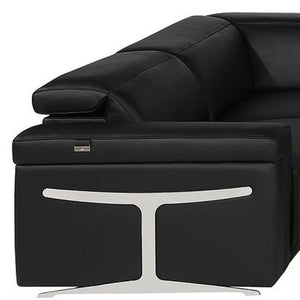 Italian Leather Power Reclining U-shaped Sectional Eight Seat Corner Sofa with Storage Console